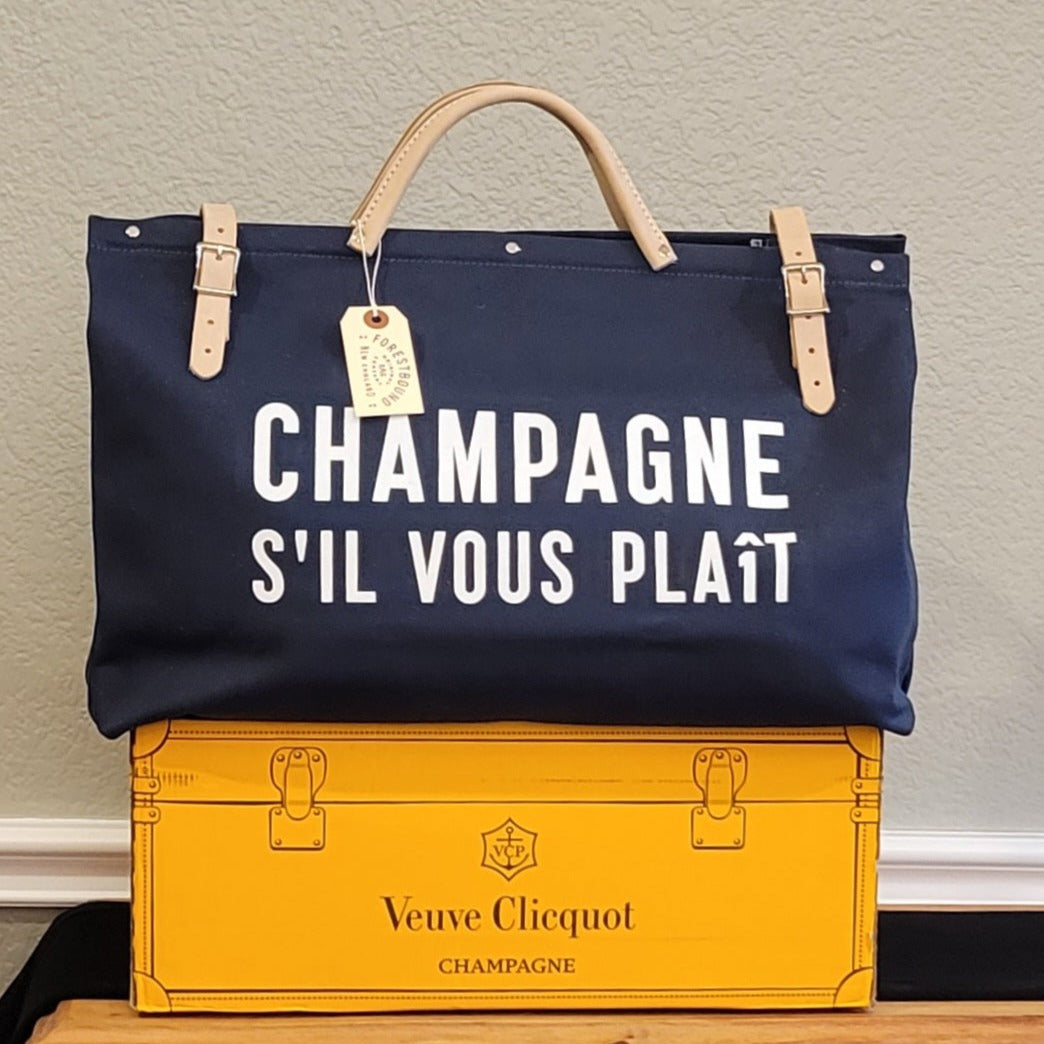 Champagne S'il Vous Plaît - Navy Forestbound Utility Overnight Bag - Bubbles Make Me Happy