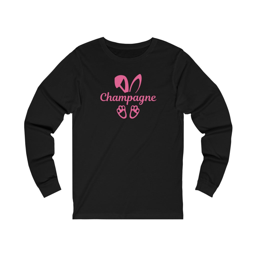 Champagne Bunny - Unisex Jersey Long Sleeve Tee - Bubbles Make Me Happy