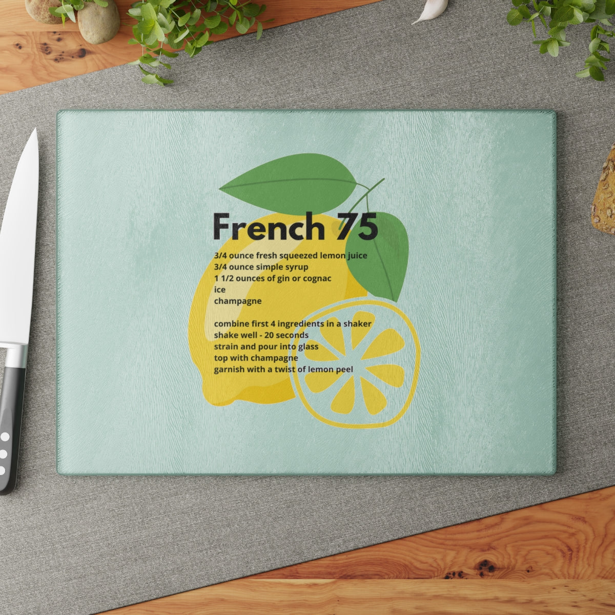 French 75 - Glass Cutting Board - Bubbles Make Me Happy