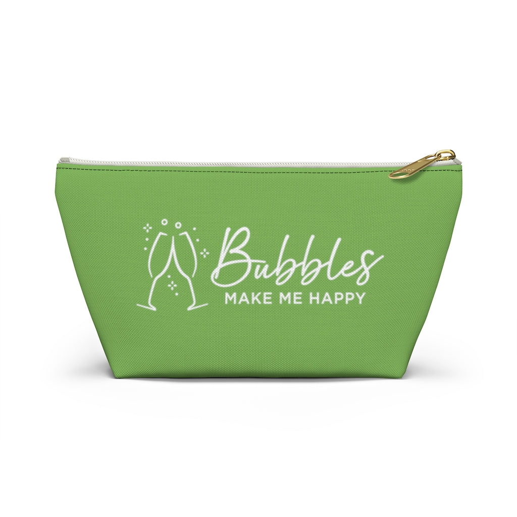 Bubbles - Apple Green Accessory Pouch w T-bottom - Bubbles Make Me Happy
