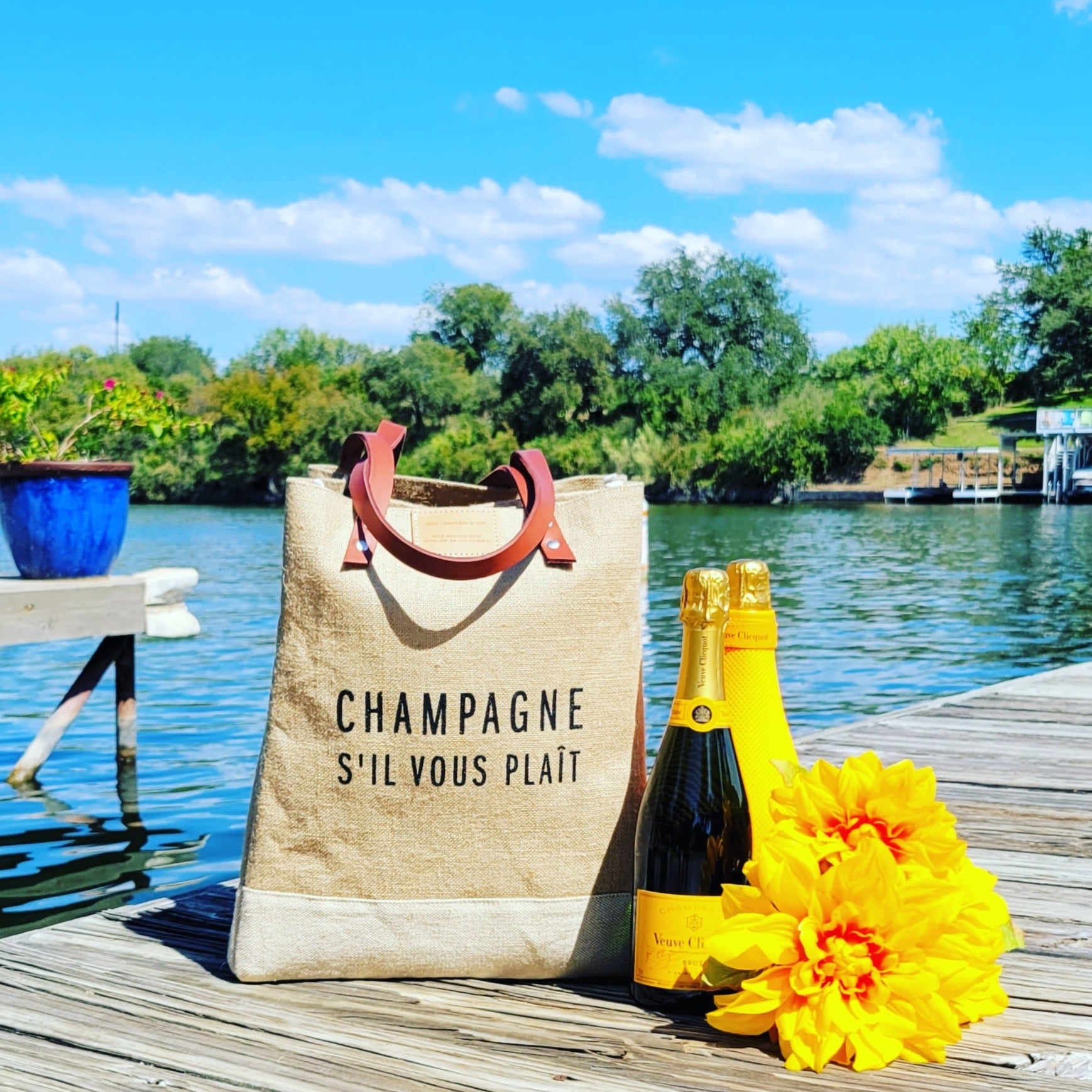 Champagne S'il Vous Plaît - Apolis + Bubbles Make Me Happy - Market Tote