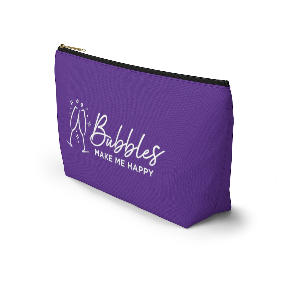Bubbles - Deep Violet Accessory Pouch w T-bottom - Bubbles Make Me Happy