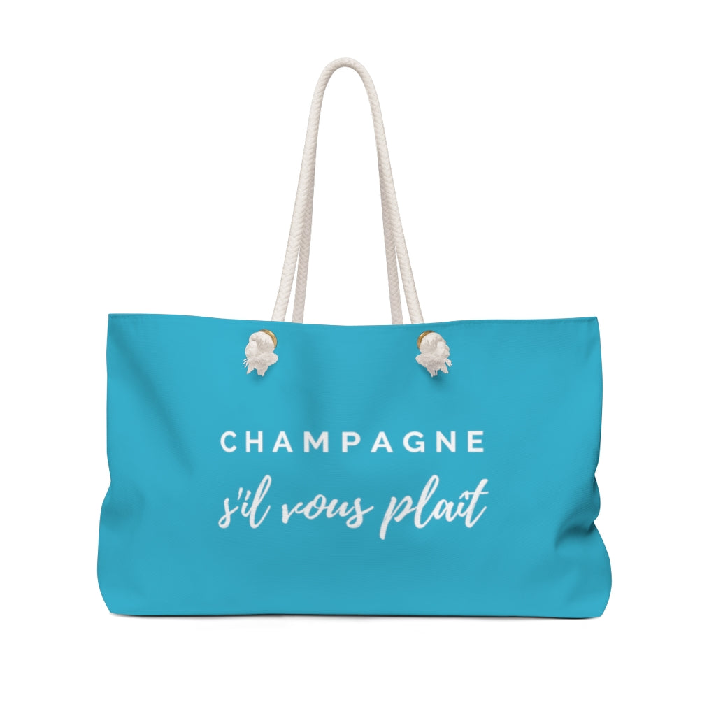 S'il Vous Plaît - Aqua Weekender Bag - Bubbles Make Me Happy