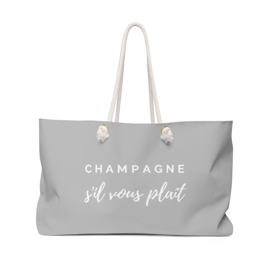 S'il Vous Plaît - Light Grey Weekender Bag - Bubbles Make Me Happy