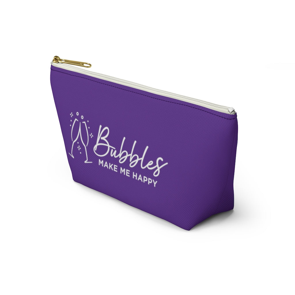 Bubbles - Deep Violet Accessory Pouch w T-bottom - Bubbles Make Me Happy